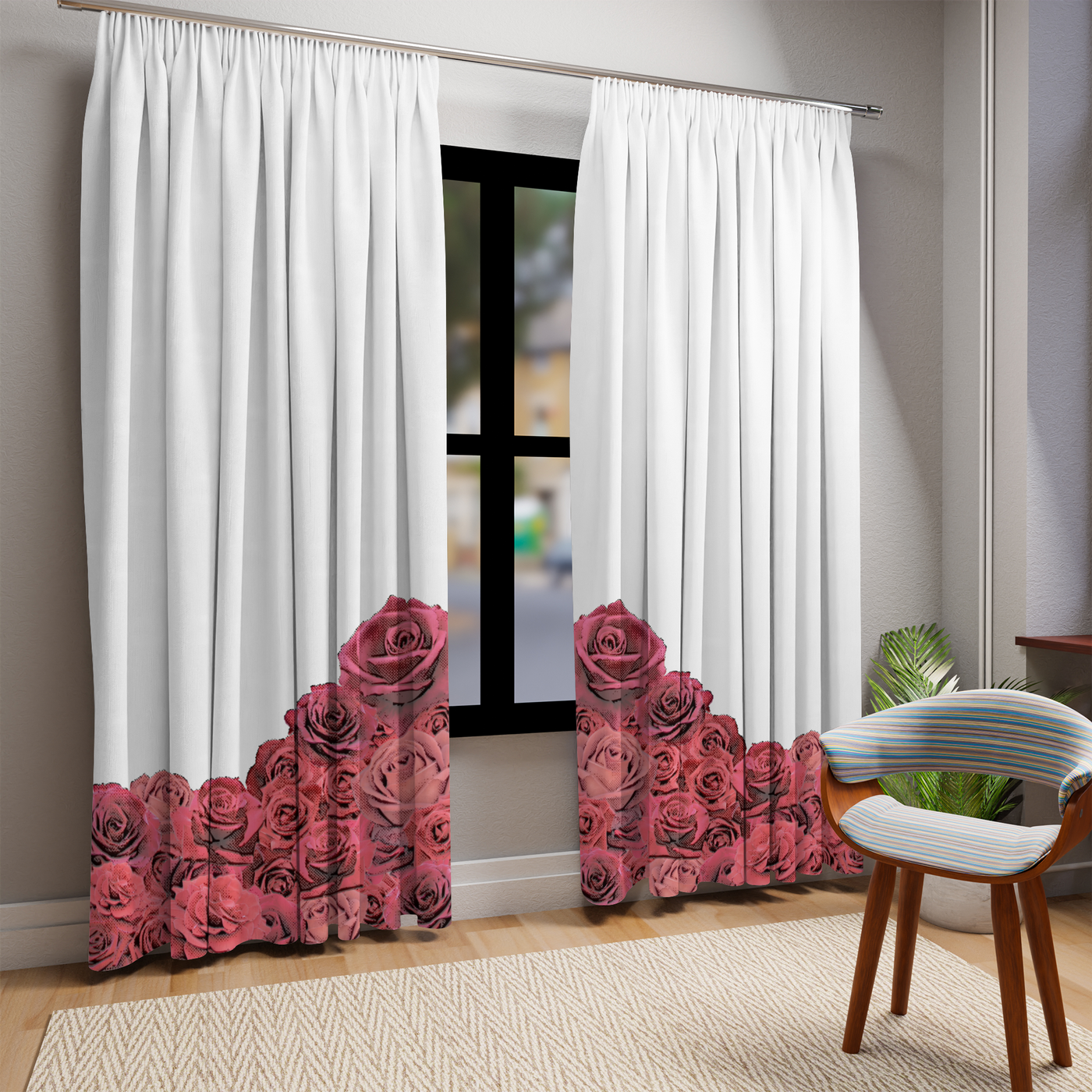 Shojo curtains, roses