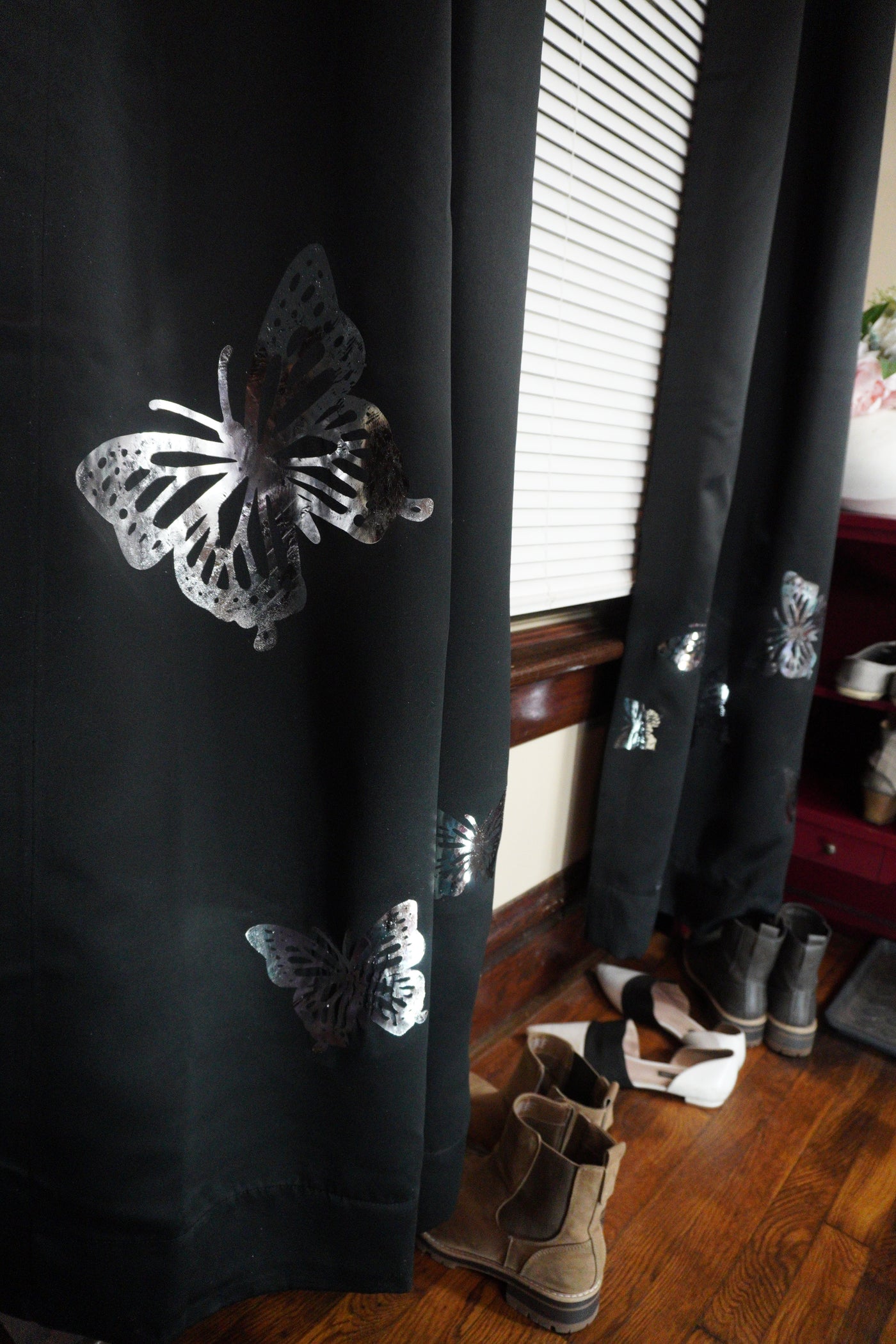 Black and silver danmei curtains, nerddeco