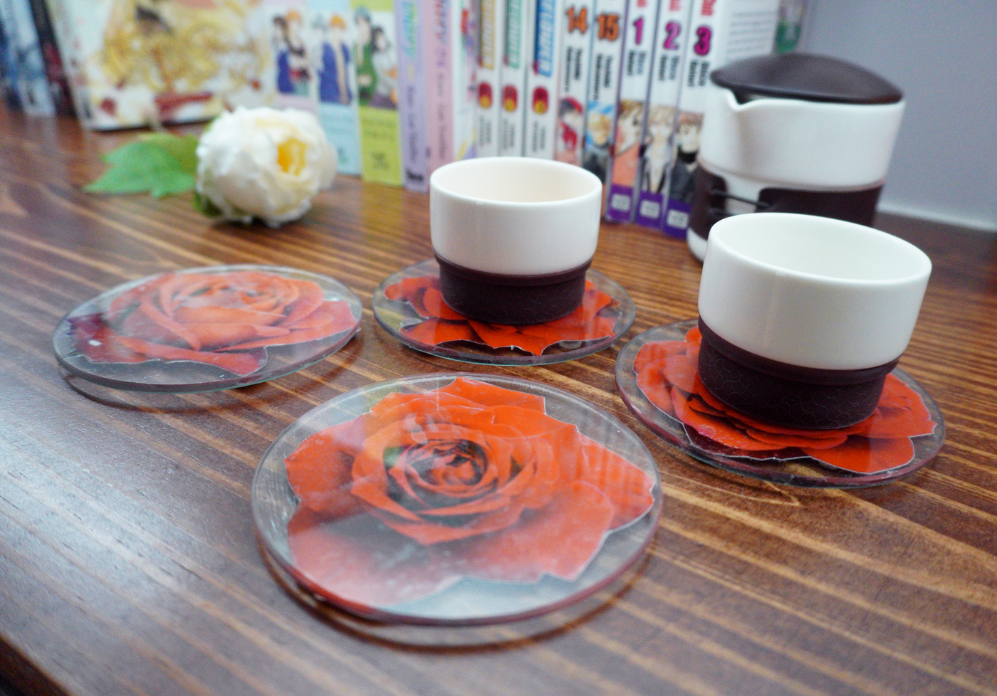 Shojo Red Roses Coasters - 4 pack