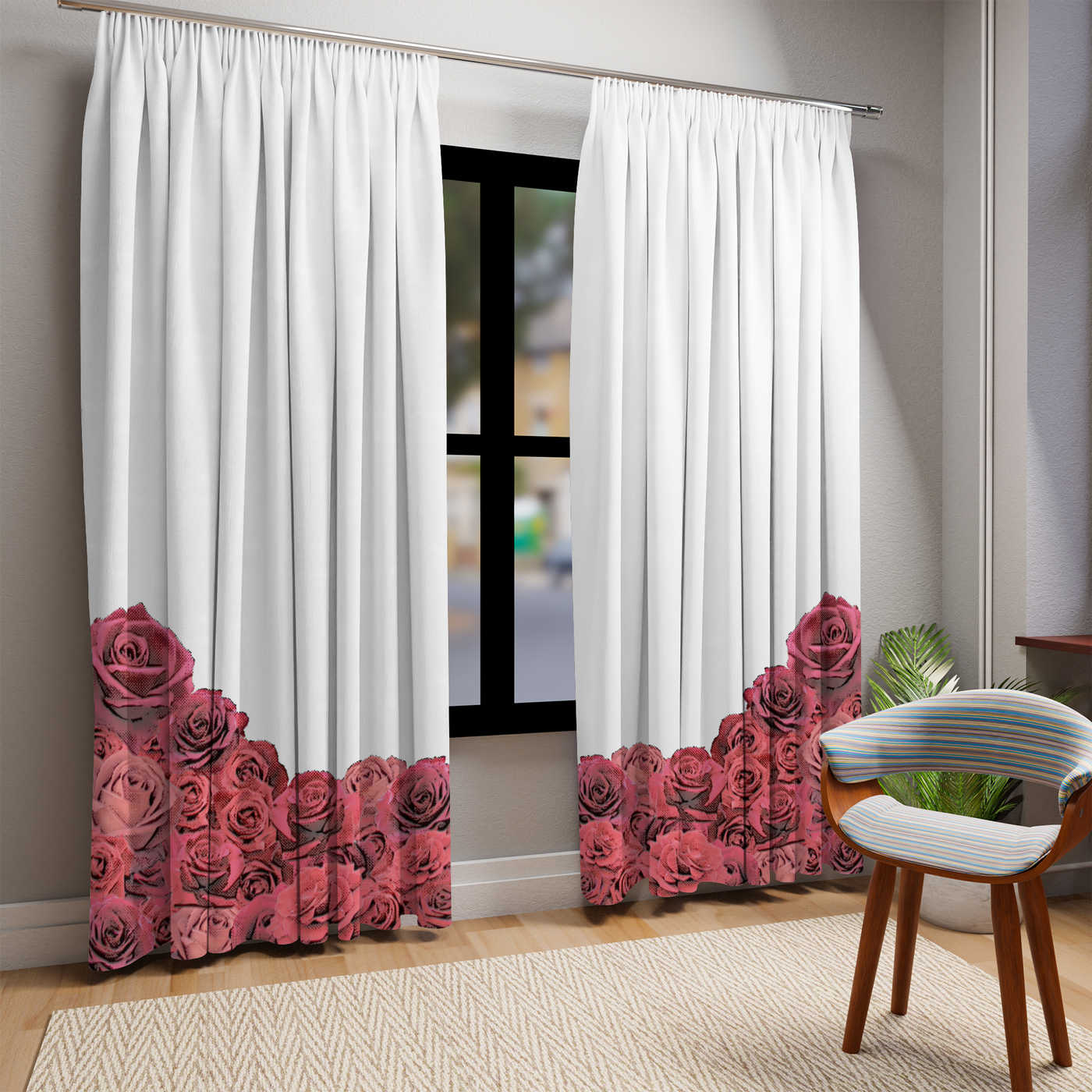 Manga style Rose curtains  (2 panels)